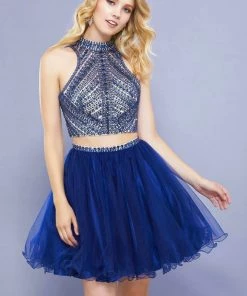 Short Two Piece Dress With Beaded Top By Nox Anabel 6326