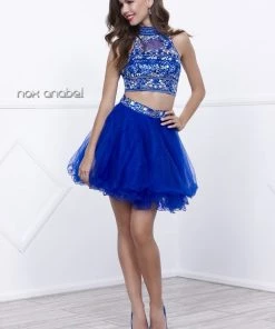 Short Two Piece Dress With Floral Embroidered Top By Nox Anabel 6272