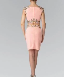 Short Two-Piece Dress With Floral Embroidery By Elizabeth K GS1439