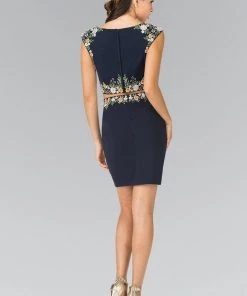 Short Two-Piece Dress With Floral Embroidery By Elizabeth K GS1439