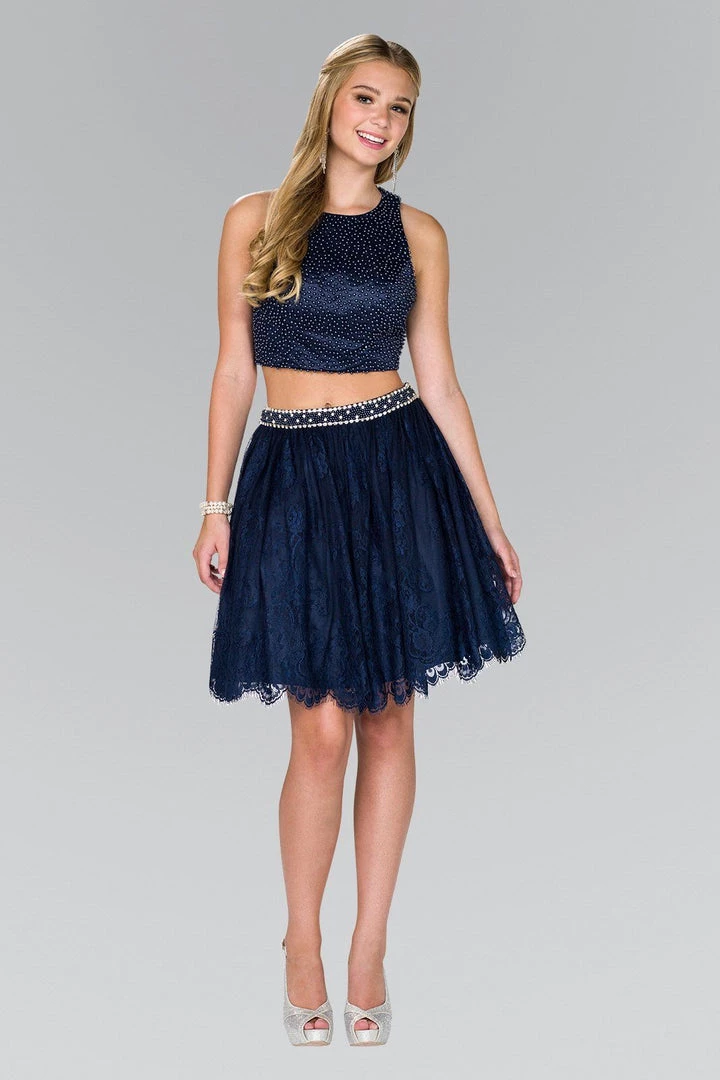 Prom Short Two Piece Dress With Lace Skirt By Elizabeth K GS2404 5 Prom Short Two Piece Dress With Lace Skirt By Elizabeth K GS2404