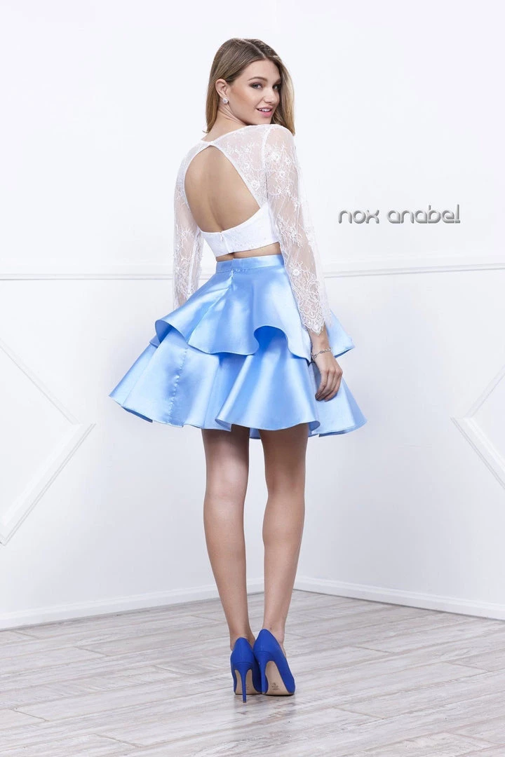 Short Two Piece Dress With Lace Top By Nox Anabel 6290 Prom 7 Short Two Piece Dress With Lace Top By Nox Anabel 6290 Prom
