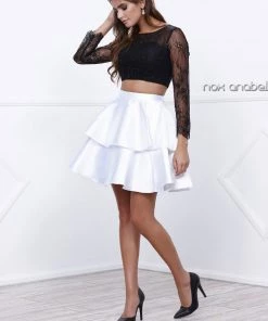 Short Two Piece Dress With Lace Top By Nox Anabel 6290 Prom