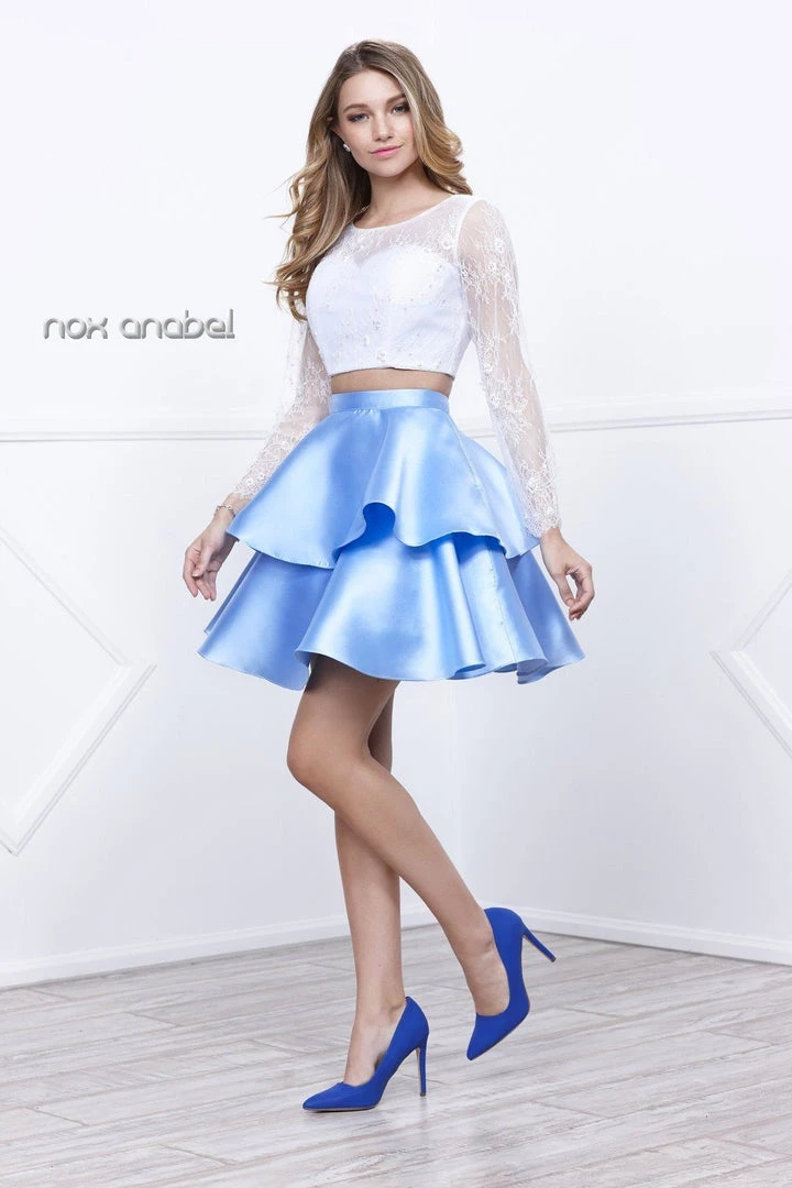 Short Two Piece Dress With Lace Top By Nox Anabel 6290 Prom 5 Short Two Piece Dress With Lace Top By Nox Anabel 6290 Prom