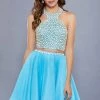 Short Two Piece Halter Dress With Beaded Top By Nox Anabel 6257 Prom