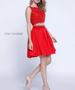 Short Two-Piece Lace-Bodice Dress By Nox Anabel 6054 Prom