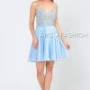 Prom Short V-Neck Chiffon Dress With Corset Back By Poly USA 8434