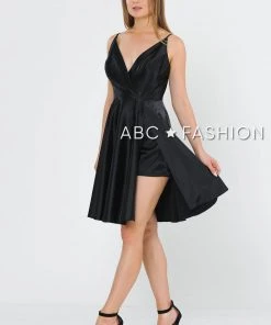 Short V-Neck Wrap Dress With Shorts By Poly USA 8544