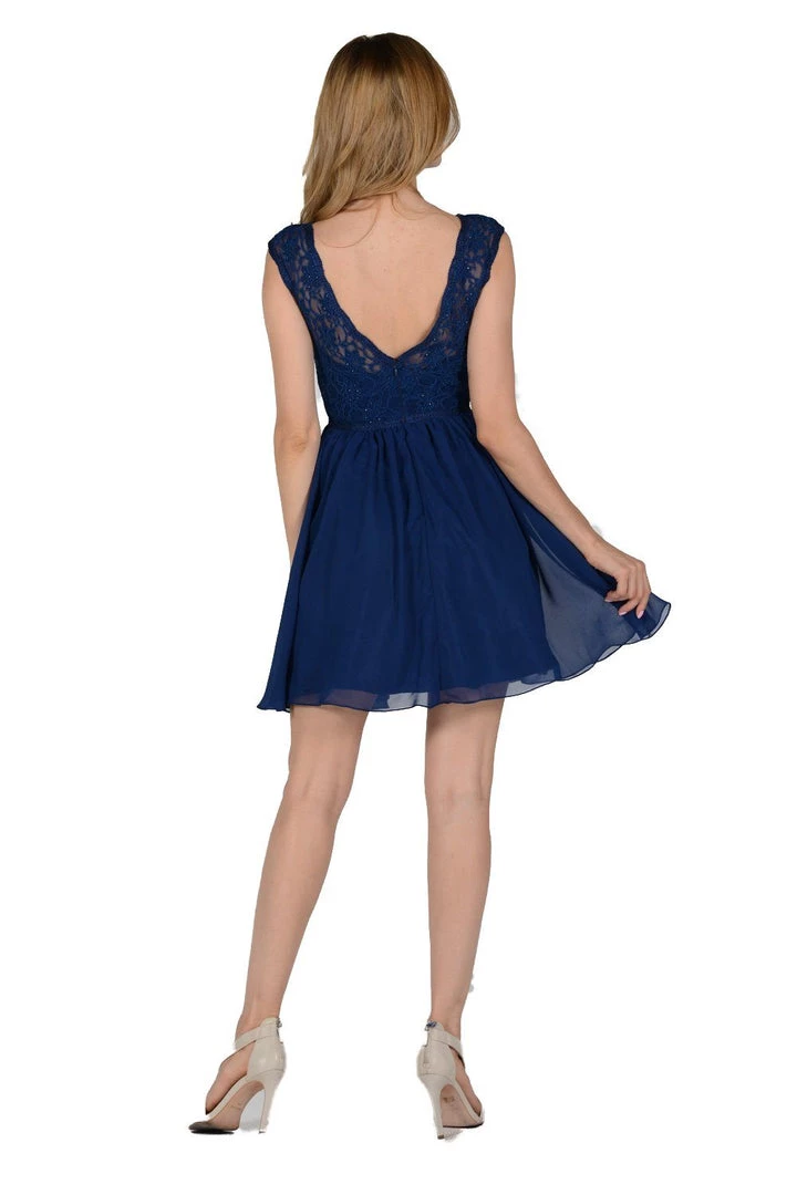 Short White Chiffon Dress With Lace Bodice By Poly USA 7 Short White Chiffon Dress With Lace Bodice By Poly USA