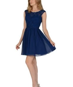 Short White Chiffon Dress With Lace Bodice By Poly USA 10 Short White Chiffon Dress With Lace Bodice By Poly USA