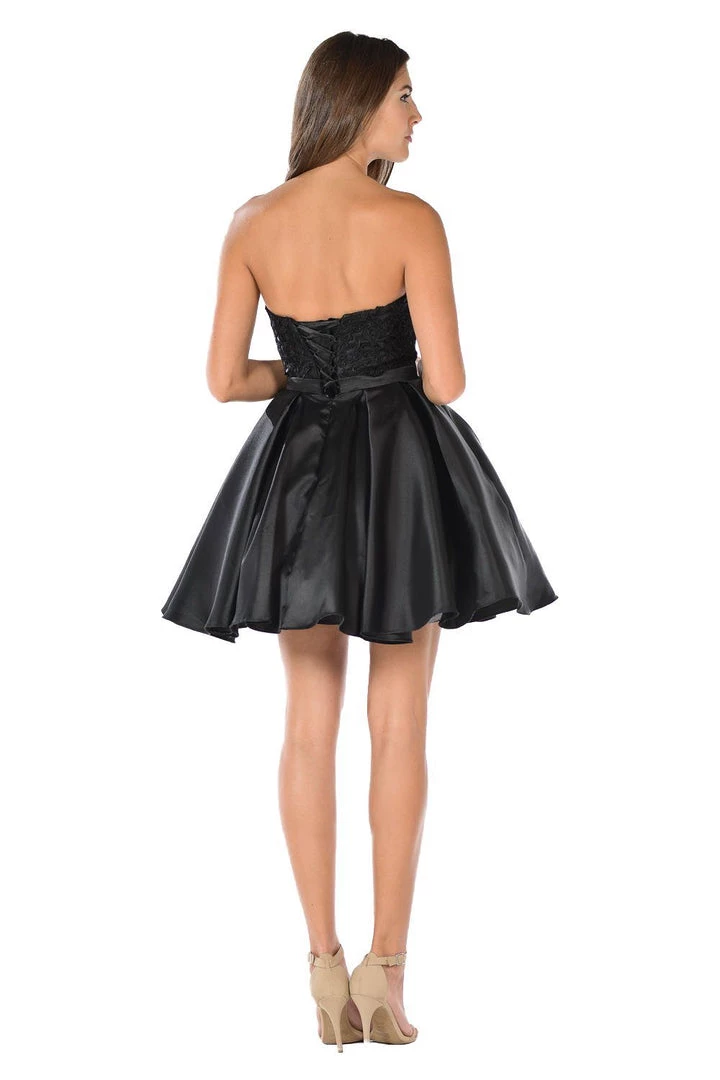 Short White Strapless Dress With Lace Bodice By Poly USA Prom 5 Short White Strapless Dress With Lace Bodice By Poly USA Prom