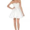 Short White Strapless Dress With Lace Bodice By Poly USA Prom