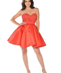 Short White Strapless Dress With Lace Bodice By Poly USA Prom 14 Short White Strapless Dress With Lace Bodice By Poly USA Prom