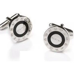 ABC Fashion Silver And Black Cufflinks With Gentry Engraving Men