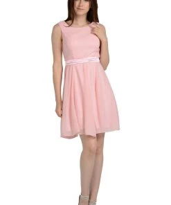 Silver Short Knee Length Chiffon Dress By Poly USA Prom