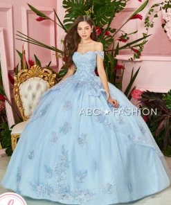 Forever Quince By Ragazza Fashion Sky Blue Off Shoulder Ball Gown By Forever Quince FQ835