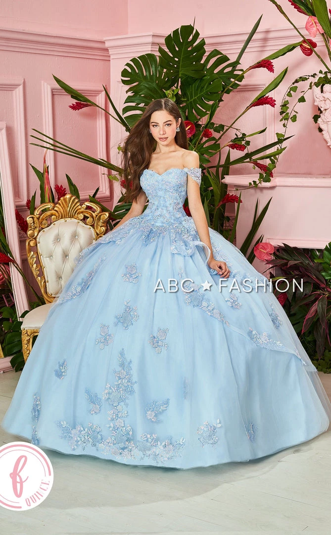 Forever Quince By Ragazza Fashion Sky Blue Off Shoulder Ball Gown By Forever Quince FQ835 3 Forever Quince By Ragazza Fashion Sky Blue Off Shoulder Ball Gown By Forever Quince FQ835