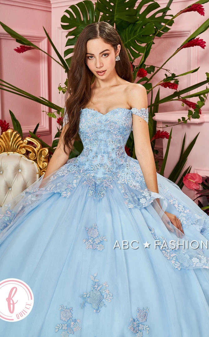 Forever Quince By Ragazza Fashion Sky Blue Off Shoulder Ball Gown By Forever Quince FQ835 6 Forever Quince By Ragazza Fashion Sky Blue Off Shoulder Ball Gown By Forever Quince FQ835