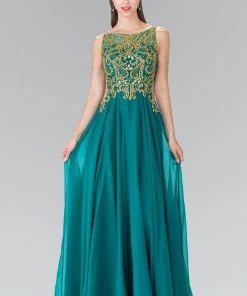 Sleeveless Beaded Dress With Illusion Back By Elizabeth K GL2274 Prom