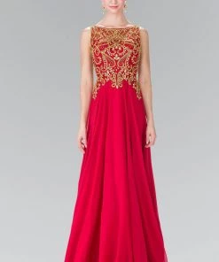 Sleeveless Beaded Dress With Illusion Back By Elizabeth K GL2274 Prom