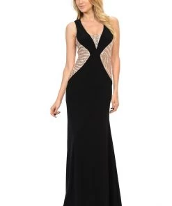 Sleeveless Black Dress With Sequined Top By Lenovia 5156