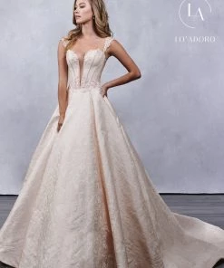 Lo Adoro By Mary's Bridal Wedding Dresses Sleeveless Brocade Bridal Dress By Mary's Bridal M682