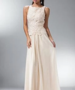 Long Sleeveless Lace Bodice Dress By Cinderella Divine 1453 Prom