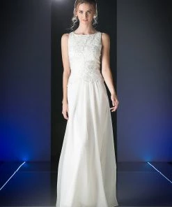 Long Sleeveless Lace Bodice Dress By Cinderella Divine 1453 Prom