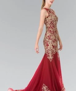Prom Sleeveless Embroidered Dress With Small Train By Elizabeth K GL2307