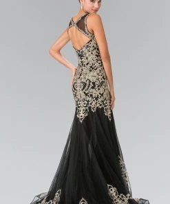 Prom Sleeveless Embroidered Dress With Small Train By Elizabeth K GL2307