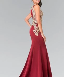 Prom Sleeveless Embroidered Illusion Gown By Elizabeth K GL1461 20 Prom Sleeveless Embroidered Illusion Gown By Elizabeth K GL1461