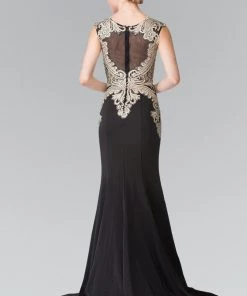 Prom Sleeveless Embroidered Illusion Gown By Elizabeth K GL1461 25 Prom Sleeveless Embroidered Illusion Gown By Elizabeth K GL1461