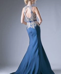 Applique Sleeveless Mermaid Dress By Cinderella Divine 8934 23 Applique Sleeveless Mermaid Dress By Cinderella Divine 8934