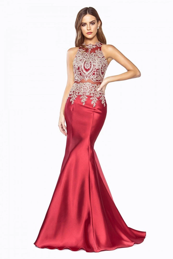 Applique Sleeveless Mermaid Dress By Cinderella Divine 8934 5 Applique Sleeveless Mermaid Dress By Cinderella Divine 8934