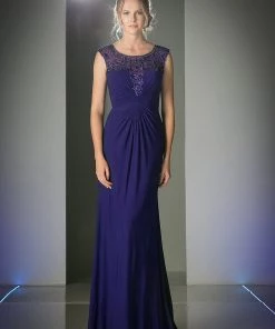 Beaded Long Sleeveless Dress By Cinderella Divine J731