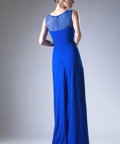 Long Sleeveless Dress With Lace Bodice By Cinderella Divine CD925 Prom