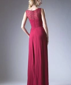 Long Sleeveless Dress With Lace Bodice By Cinderella Divine CD925 Prom