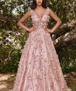 Sleeveless Glitter Ball Gown By Cinderella Divine CB085