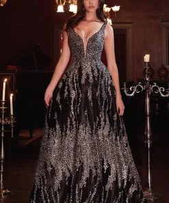 Prom Sleeveless Glitter Gown By Cinderella Divine J819