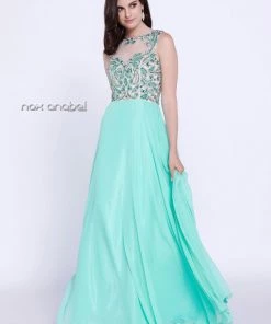 Prom Sleeveless Illusion Dress With Beaded Embroidery By Nox Anabel 8235