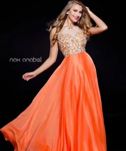 Prom Sleeveless Illusion Dress With Beaded Embroidery By Nox Anabel 8235