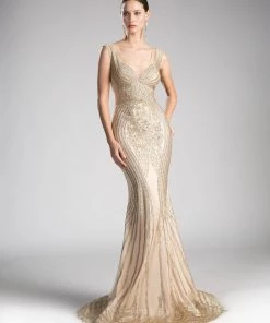 Prom Sleeveless Illusion Mermaid Dress By Cinderella Divine CE0010