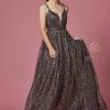 Sleeveless Iridescent Glitter Gown By Nox Anabel R1030