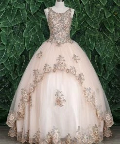 Calla Collection Sleeveless Lace Applique Quinceanera Dress By Calla KY75258X Quinceañera