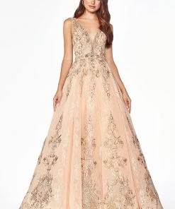 Prom Sleeveless Lace Ball Gown By Cinderella Divine CK801