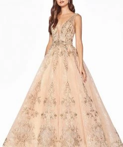 Prom Sleeveless Lace Ball Gown By Cinderella Divine CK801