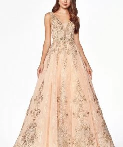 Prom Sleeveless Lace Ball Gown By Cinderella Divine CK801