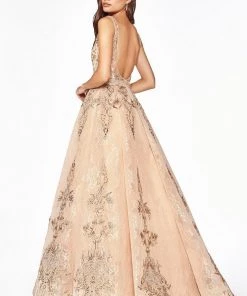 Prom Sleeveless Lace Ball Gown By Cinderella Divine CK801