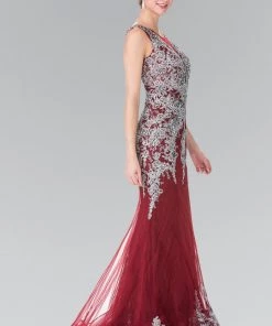 Sleeveless Lace Mermaid Dress With Illusion Top By Elizabeth K GL1462 Prom
