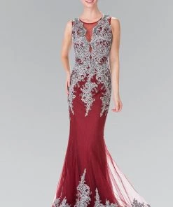 Sleeveless Lace Mermaid Dress With Illusion Top By Elizabeth K GL1462 Prom